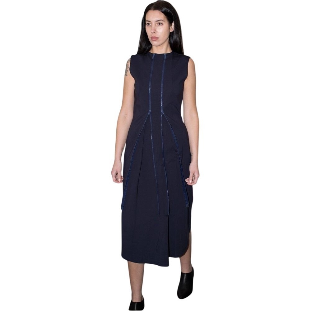 $242 NWT POPPYSEED The Zipper Maternity & Post Partum NAVY Designer Dress SMALL - Picture 2 of 7